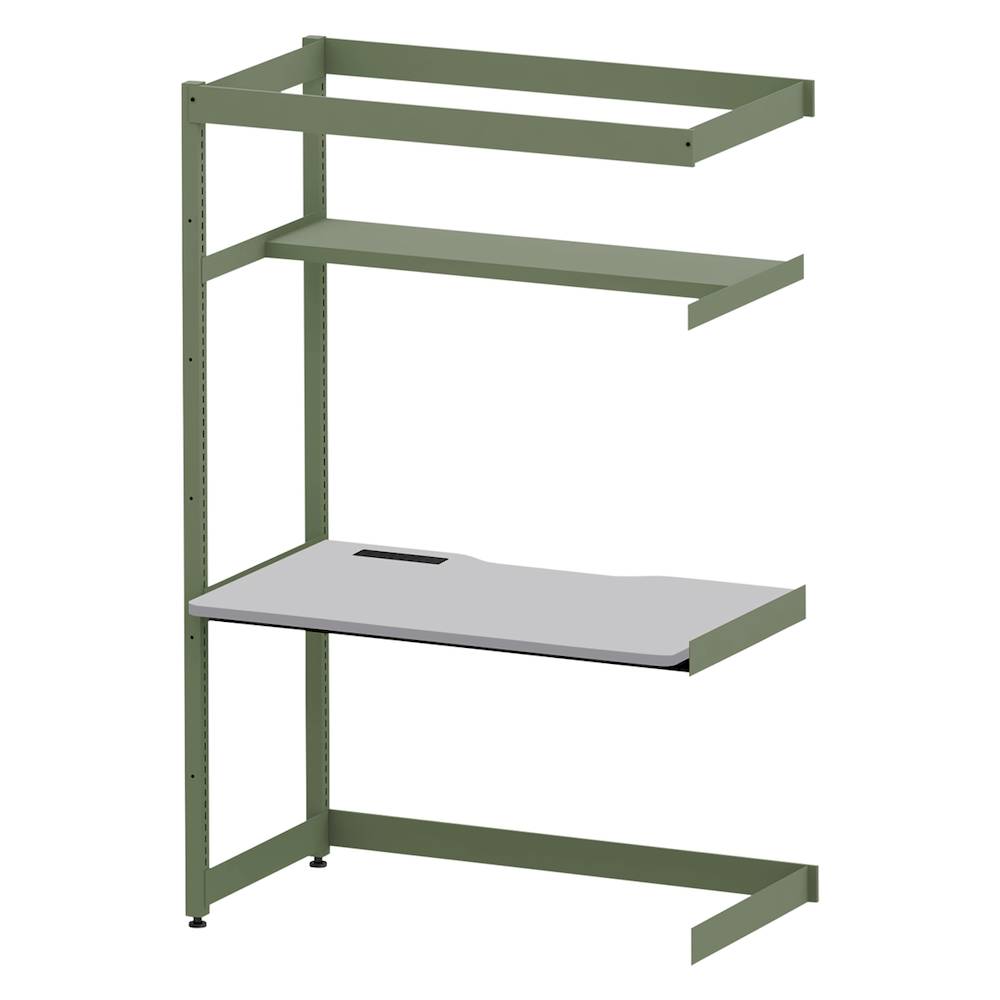 コモンファニチャー　CUC-127TNH3-QF　シェルフデスク 棚付タイプ 連増 樹脂エッジ　W1200×D700×H1800［グリーン×ライトグレー］