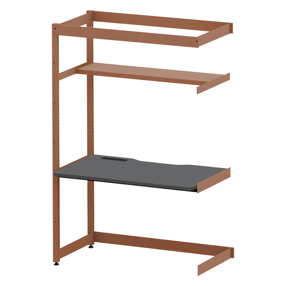 コモンファニチャー　CUC-127TNH3-RC　シェルフデスク 棚付タイプ 連増 樹脂エッジ　W1200×D700×H1800［オレンジ×ダークグレー］