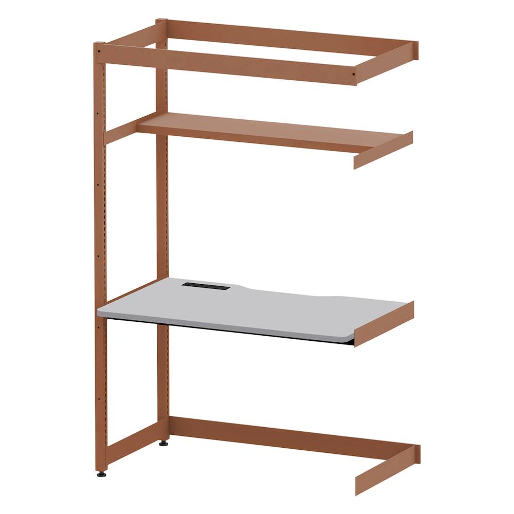 コモンファニチャー　CUC-127TNH3-RF　シェルフデスク 棚付タイプ 連増 樹脂エッジ　W1200×D700×H1800［オレンジ×ライトグレー］