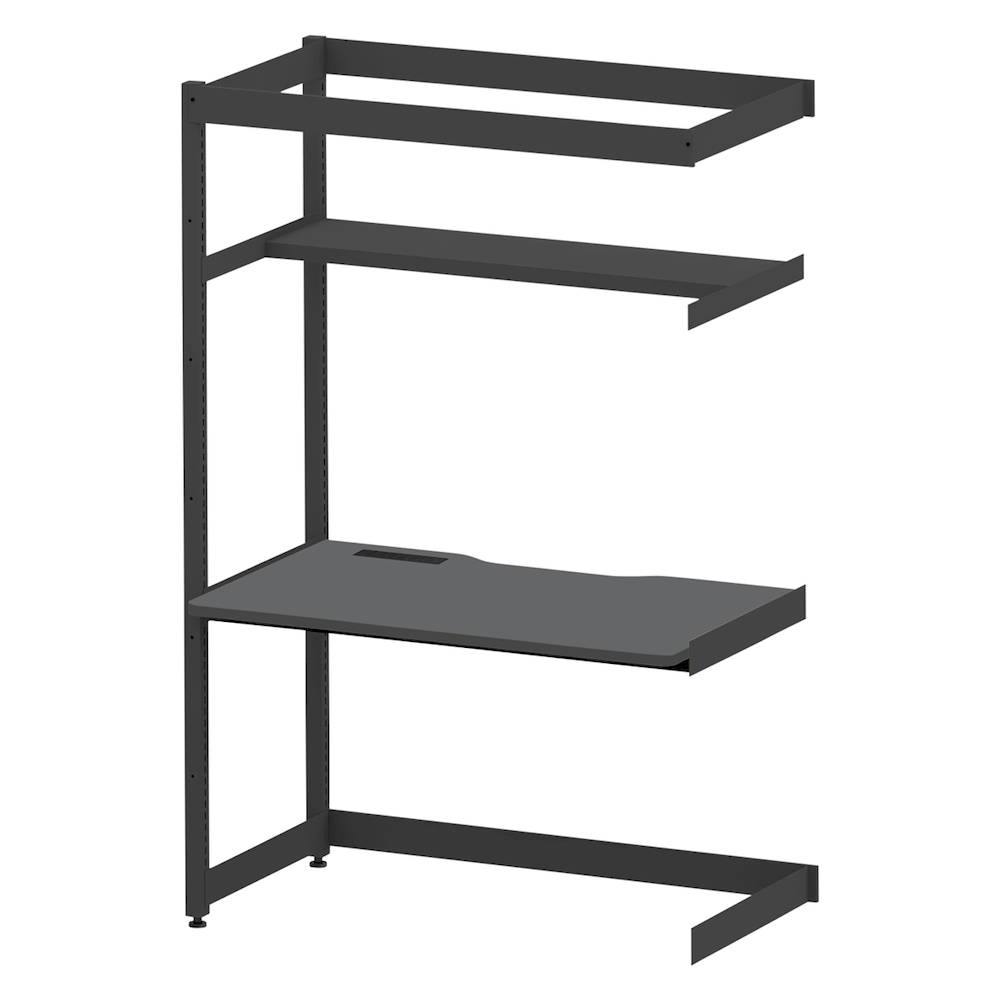 コモンファニチャー　CUC-127TNH3-TC　シェルフデスク 棚付タイプ 連増 樹脂エッジ　W1200×D700×H1800［ブラック×ダークグレー］