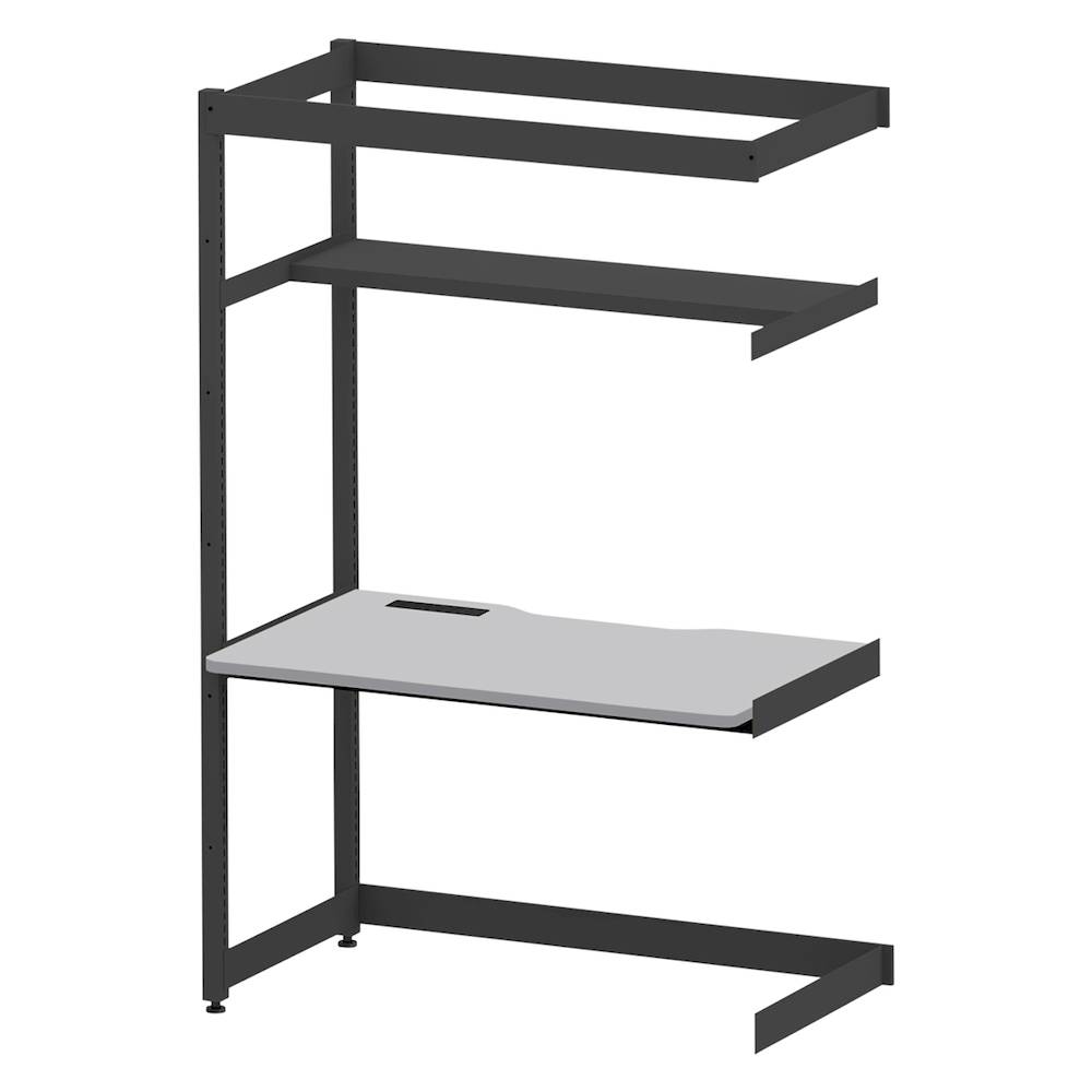 コモンファニチャー　CUC-127TNH3-TF　シェルフデスク 棚付タイプ 連増 樹脂エッジ　W1200×D700×H1800［ブラック×ライトグレー］