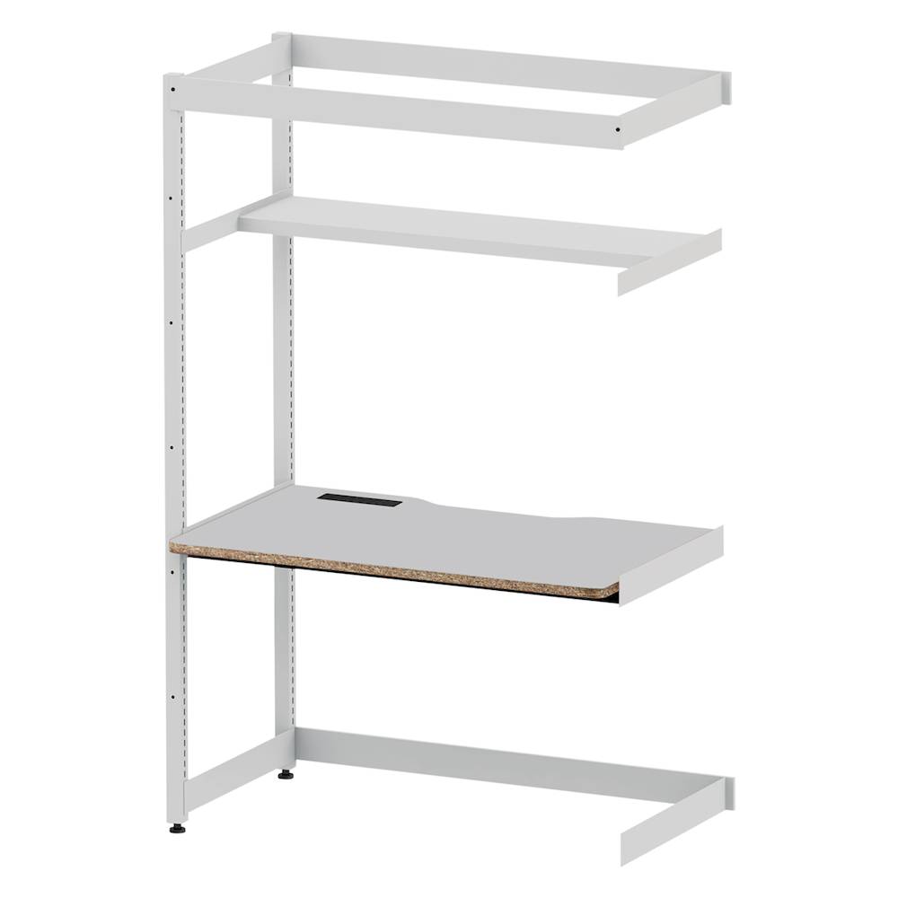 コモンファニチャー　CUC-127TWH3-WF　シェルフデスク 棚付タイプ 連増　W1200×D700×H1800［ホワイトグレー×ライトグレー］