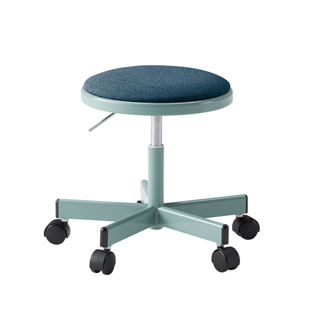 コモンファニチャー　CUCH-301CDM-AB4　ロースツール 抵抗付ウレタン双輪キャスター　布地張り［ブルーグリーン×ダックブルー］