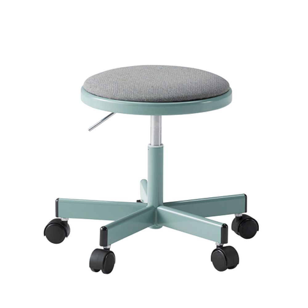 コモンファニチャー　CUCH-301CDM-AC5　ロースツール 抵抗付ウレタン双輪キャスター　布地張り［ブルーグリーン×グレー］