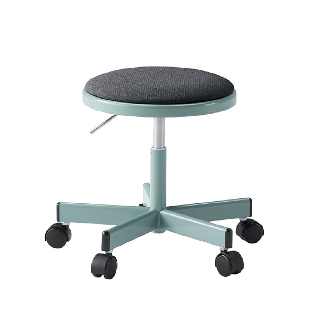 コモンファニチャー　CUCH-301CDM-AW2　ロースツール 抵抗付ウレタン双輪キャスター　布地張り［ブルーグリーン×オフブラック］