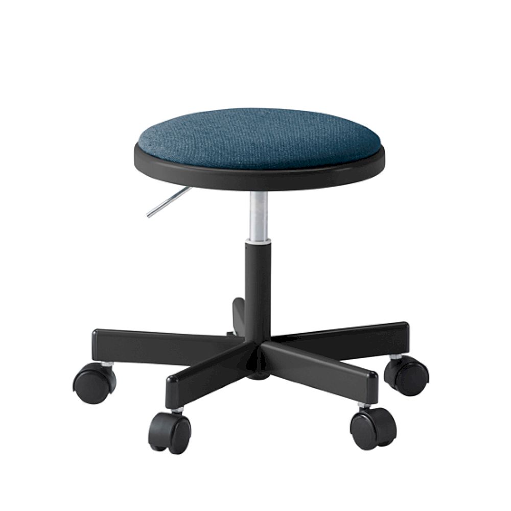コモンファニチャー　CUCH-301CDM-BB4　ロースツール 抵抗付ウレタン双輪キャスター　布地張り［ブラック×ダックブルー］
