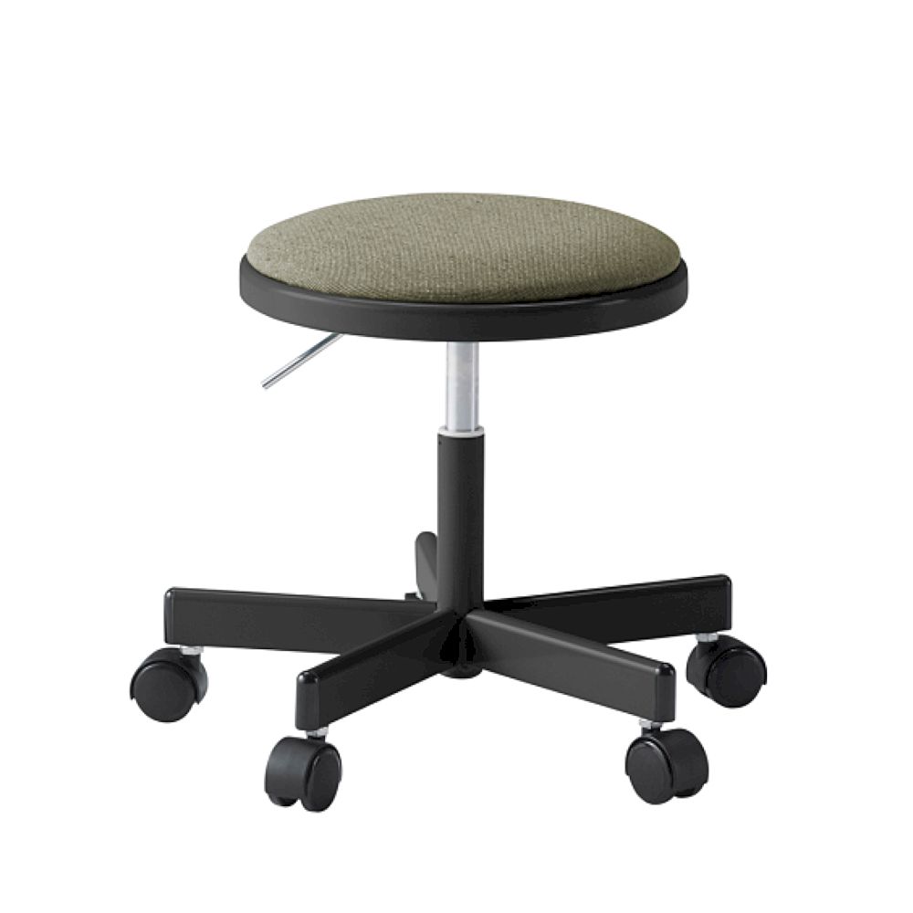 コモンファニチャー　CUCH-301CDM-BL2　ロースツール 抵抗付ウレタン双輪キャスター　布地張り［ブラック×ダークオリーブ］
