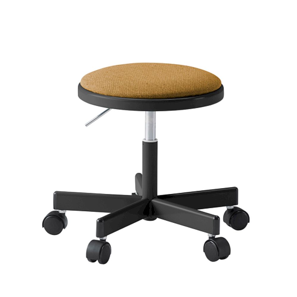 コモンファニチャー　CUCH-301CDM-BY2　ロースツール 抵抗付ウレタン双輪キャスター　布地張り［ブラック×ディープイエロー］