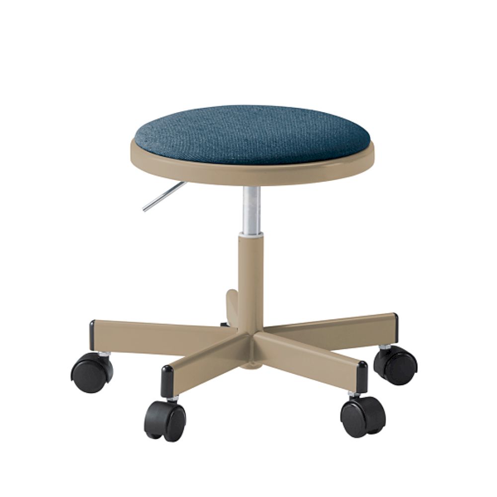 コモンファニチャー　CUCH-301CDM-EB4　ロースツール 抵抗付ウレタン双輪キャスター　布地張り［ベージュ×ダックブルー］