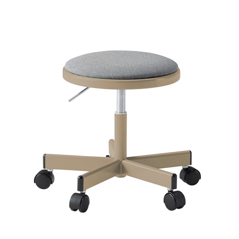 コモンファニチャー　CUCH-301CDM-EC5　ロースツール 抵抗付ウレタン双輪キャスター　布地張り［ベージュ×グレー］