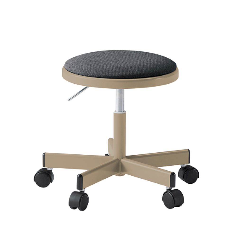 コモンファニチャー　CUCH-301CDM-EW2　ロースツール 抵抗付ウレタン双輪キャスター　布地張り［ベージュ×オフブラック］