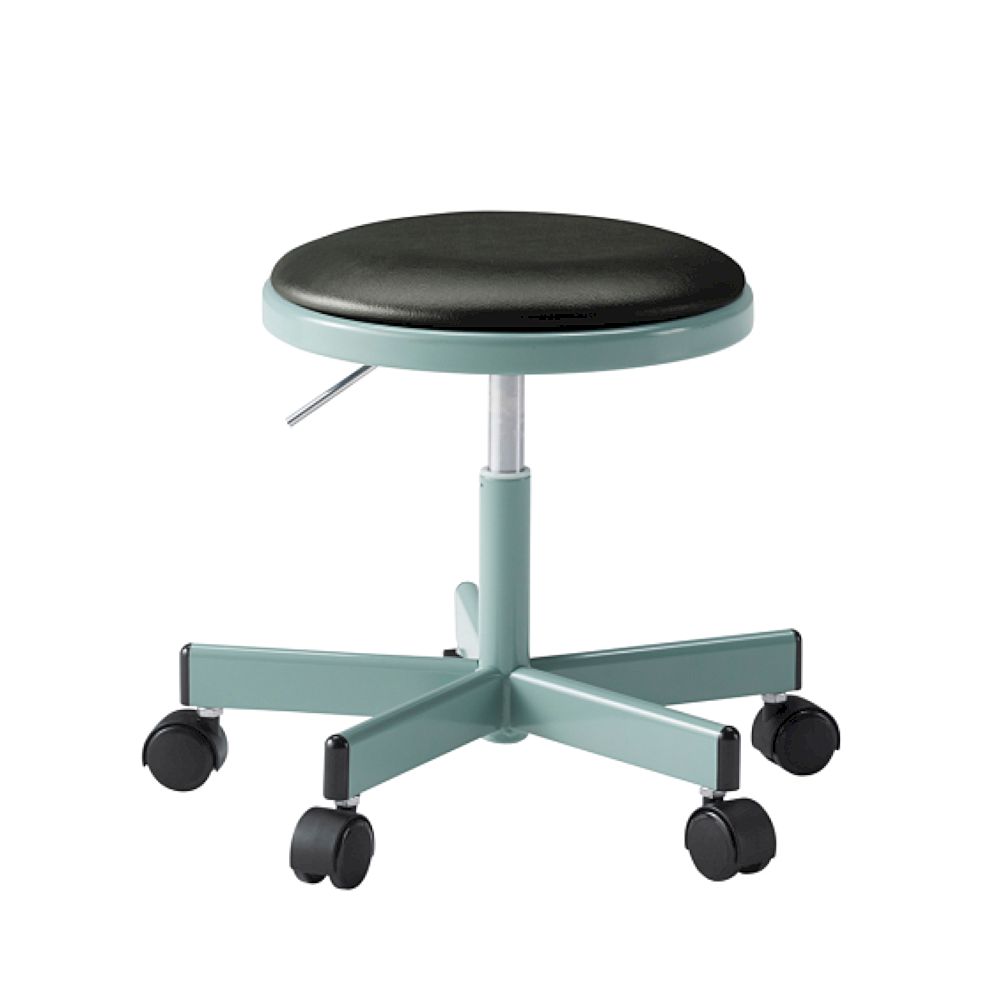 コモンファニチャー　CUCH-301DM-AT1　ロースツール 抵抗付ウレタン双輪キャスター　ビニールレザー張り［ブルーグリーン×ブラック］