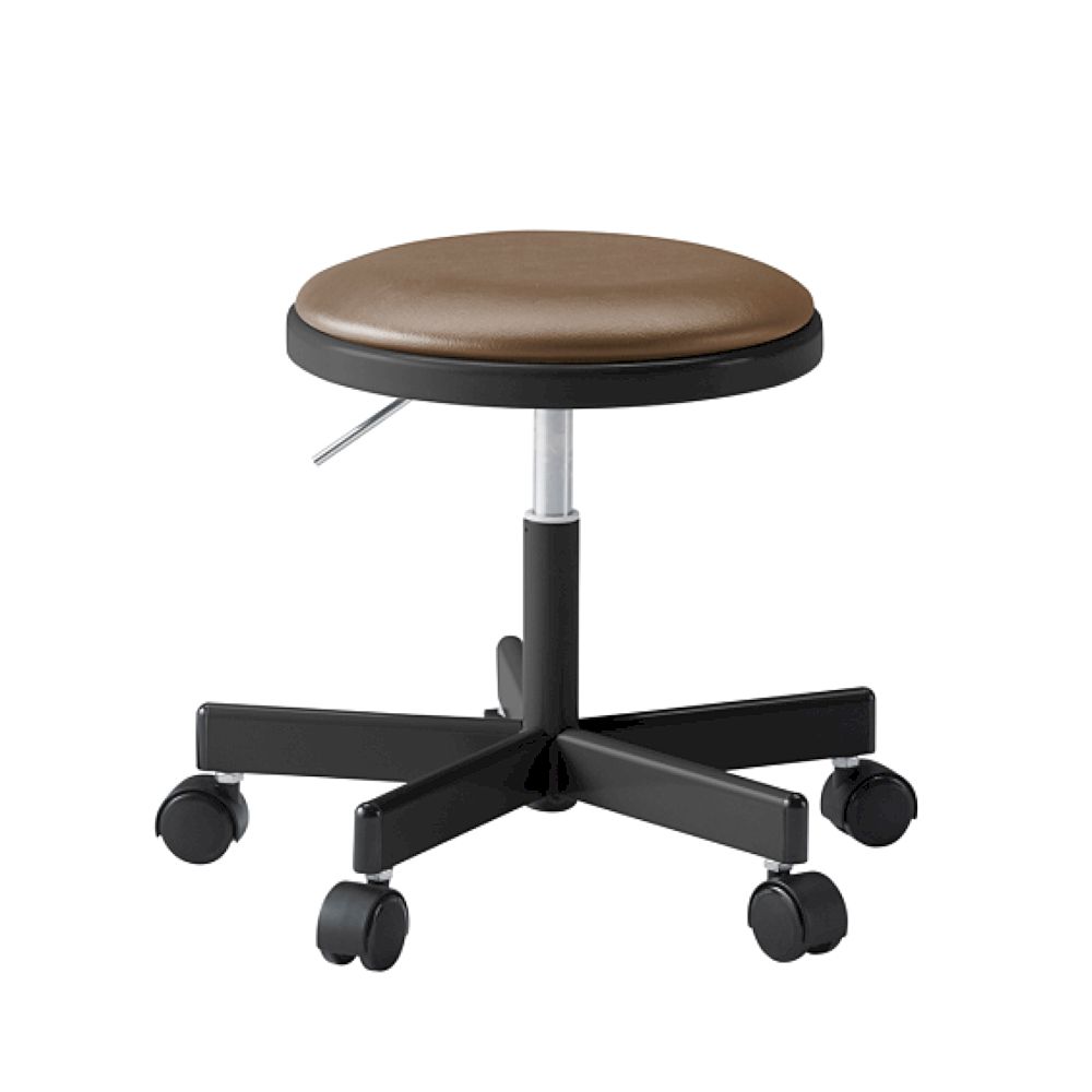 コモンファニチャー　CUCH-301DM-BF2　ロースツール 抵抗付ウレタン双輪キャスター　ビニールレザー張り［ブラック×チェスナットブラウン］