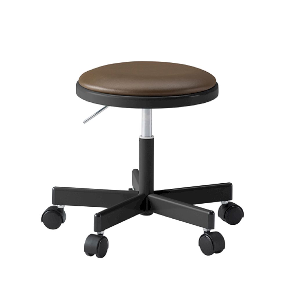 コモンファニチャー　CUCH-301DM-BH4　ロースツール 抵抗付ウレタン双輪キャスター　ビニールレザー張り［ブラック×カシューブラウン］