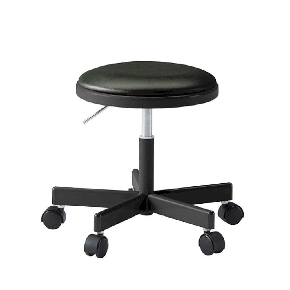 コモンファニチャー　CUCH-301DM-BT1　ロースツール 抵抗付ウレタン双輪キャスター　ビニールレザー張り［ブラック×ブラック］