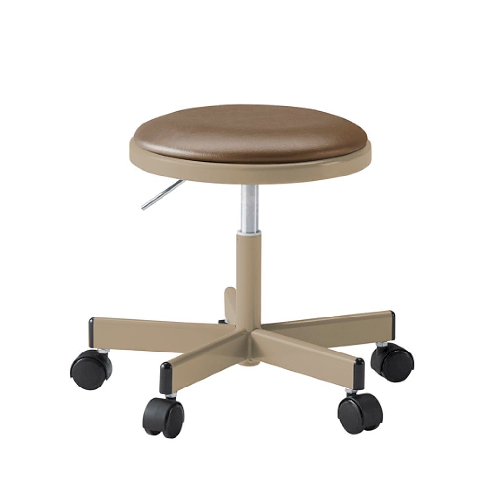 コモンファニチャー　CUCH-301DM-EF2　ロースツール 抵抗付ウレタン双輪キャスター　ビニールレザー張り［ベージュ×チェスナットブラウン］
