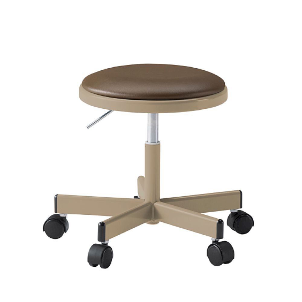 コモンファニチャー　CUCH-301DM-EH4　ロースツール 抵抗付ウレタン双輪キャスター　ビニールレザー張り［ベージュ×カシューブラウン］