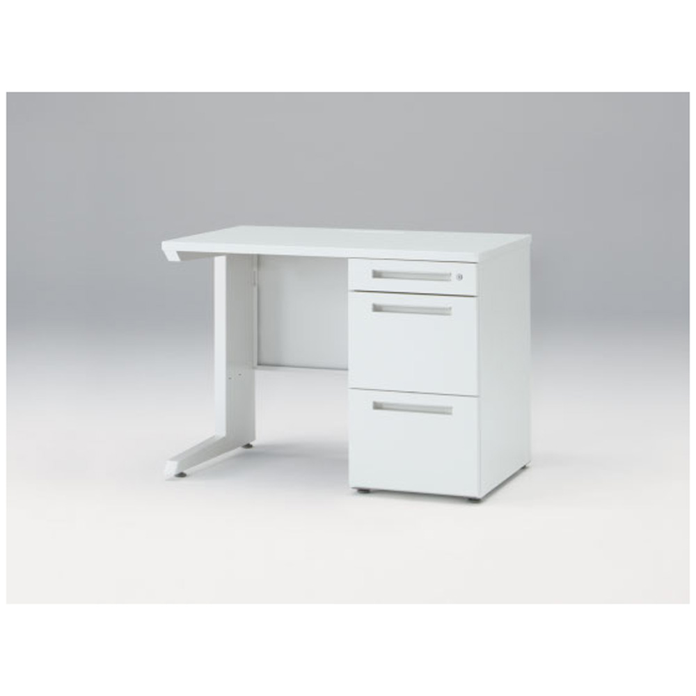 CZRデスク Type S 片袖デスク CZR-106SBS-9W9  センター引出しなし  シリンダー錠 W1000 × D600 [ 本体: ホワイトW・天板: ホワイトW]