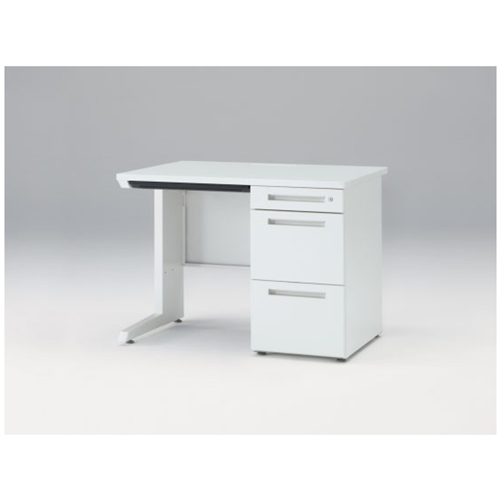 CZRデスク Type S 片袖デスク CZR-107CBS-9W9  浅型センター引出し付  シリンダー錠 W1000 × D700 [ 本体: ホワイトW・天板: ホワイトW]