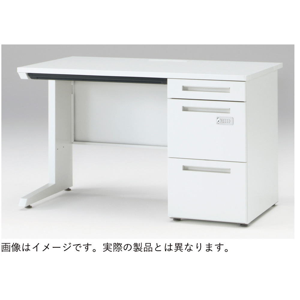 CZRデスク Type S 片袖デスク CZR-108CBSK-961  浅型センター引出し付  ダイヤル錠 W1000 × D800 [ 本体: ホワイトW・天板: アッシュドパインL]