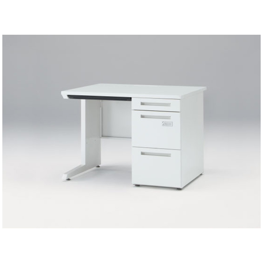 CZRデスク Type S 片袖デスク CZR-108CBSK-9W9  浅型センター引出し付  ダイヤル錠 W1000 × D800 [ 本体: ホワイトW・天板: ホワイトW]