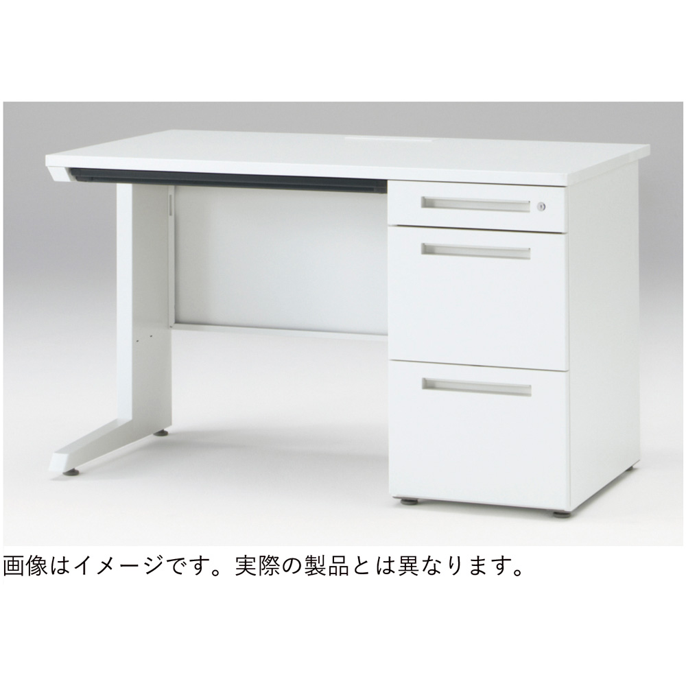 CZRデスク Type S 片袖デスク ロングレールタイプ CZR-108CES-9W9  浅型センター引出し付  シリンダー錠 W1000 × D800 [ 本体: ホワイトW・天板: ホワイトW]