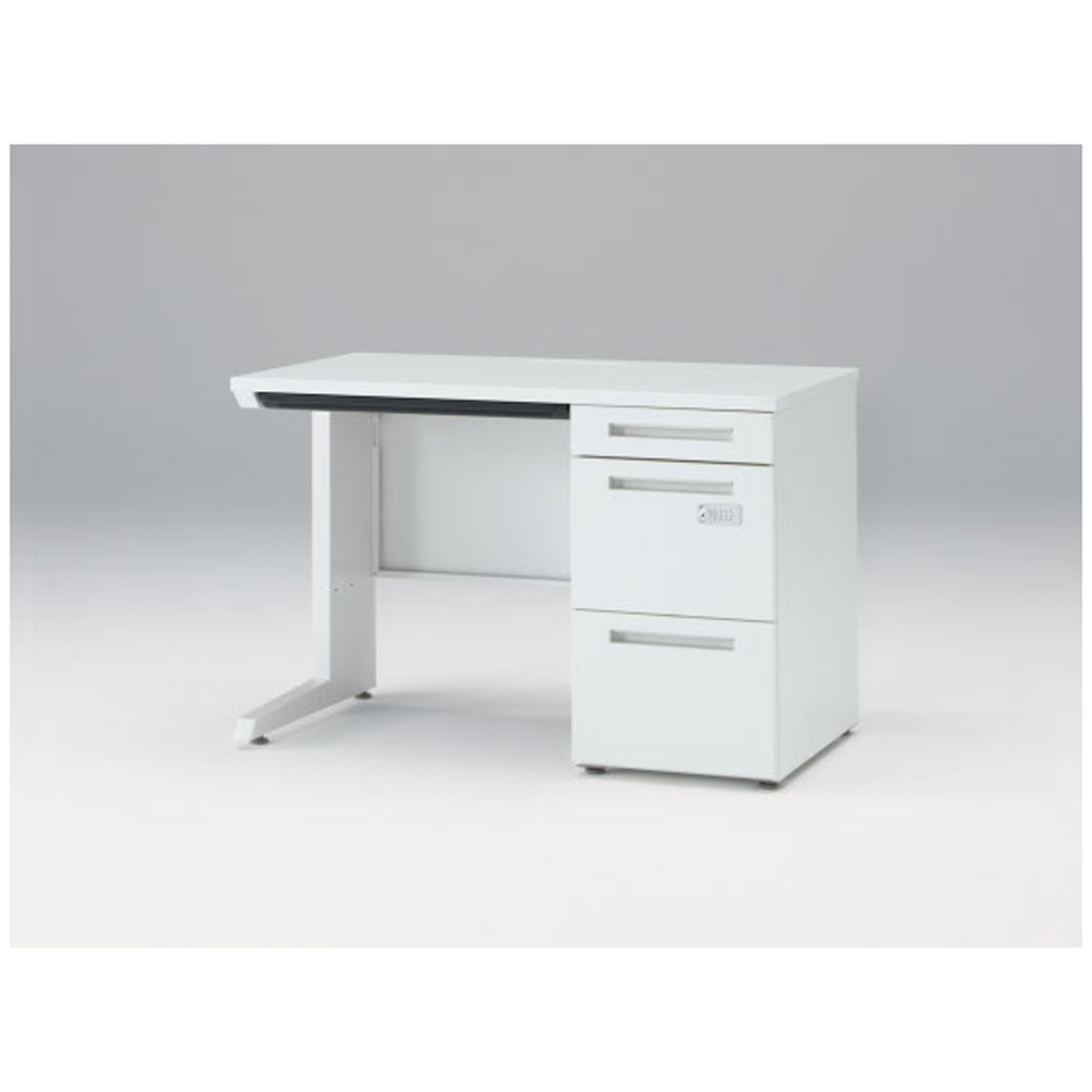 CZRデスク Type S 片袖デスク CZR-116CBSK-9W9  浅型センター引出し付  ダイヤル錠 W1100 × D600 [ 本体: ホワイトW・天板: ホワイトW]