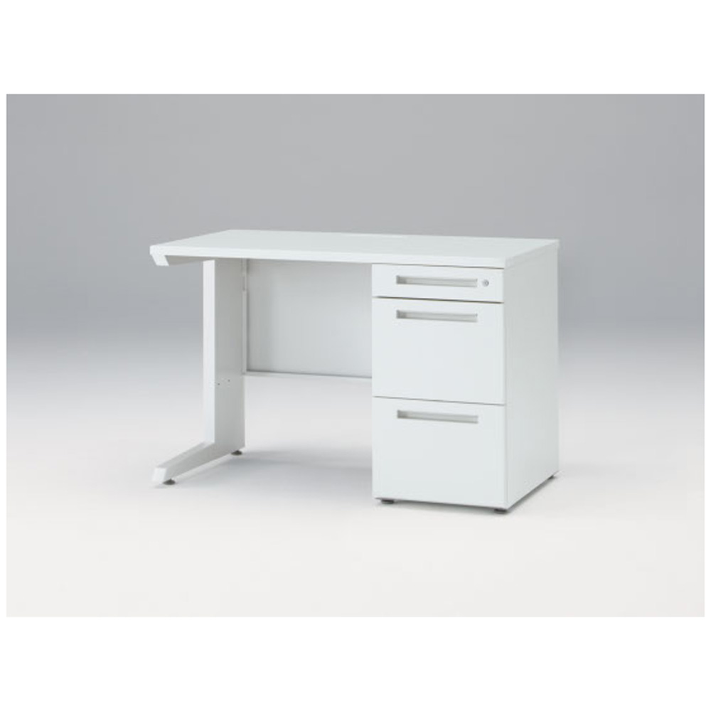CZRデスク Type S 片袖デスク CZR-116SBS-9W9  センター引出しなし  シリンダー錠 W1100 × D600 [ 本体: ホワイトW・天板: ホワイトW]