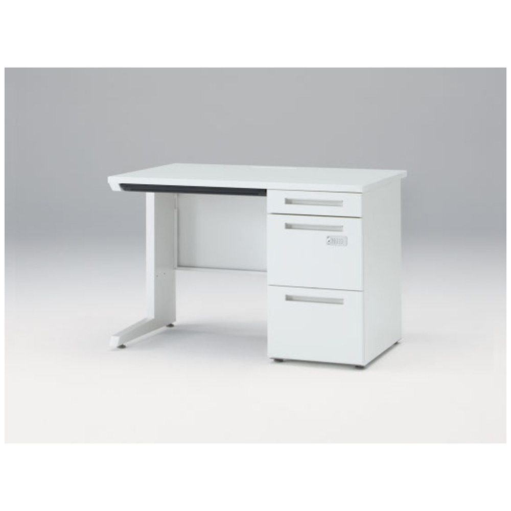 CZRデスク Type S 片袖デスク CZR-117CBSK-9W9  浅型センター引出し付  ダイヤル錠 W1100 × D700 [ 本体: ホワイトW・天板: ホワイトW]