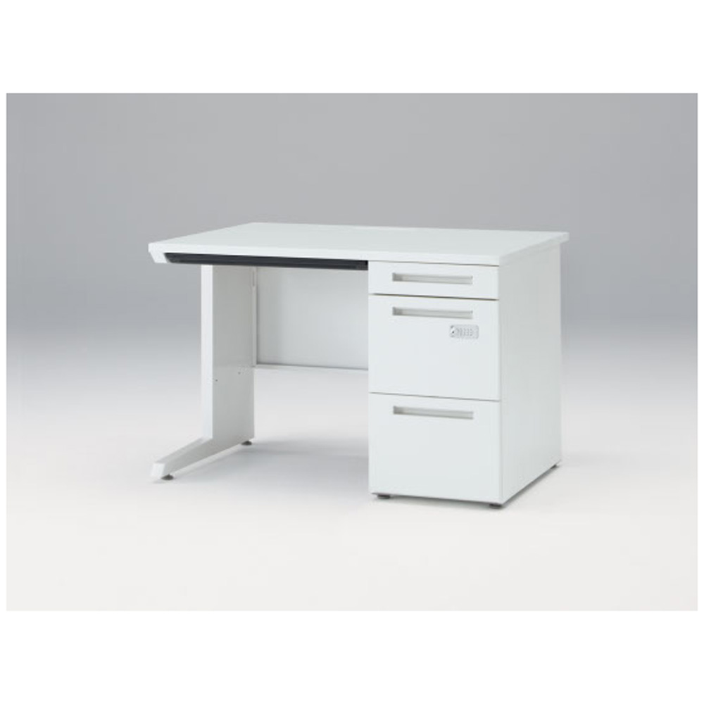 CZRデスク Type S 片袖デスク CZR-118CBSK-9W9  浅型センター引出し付  ダイヤル錠 W1100 × D800 [ 本体: ホワイトW・天板: ホワイトW]