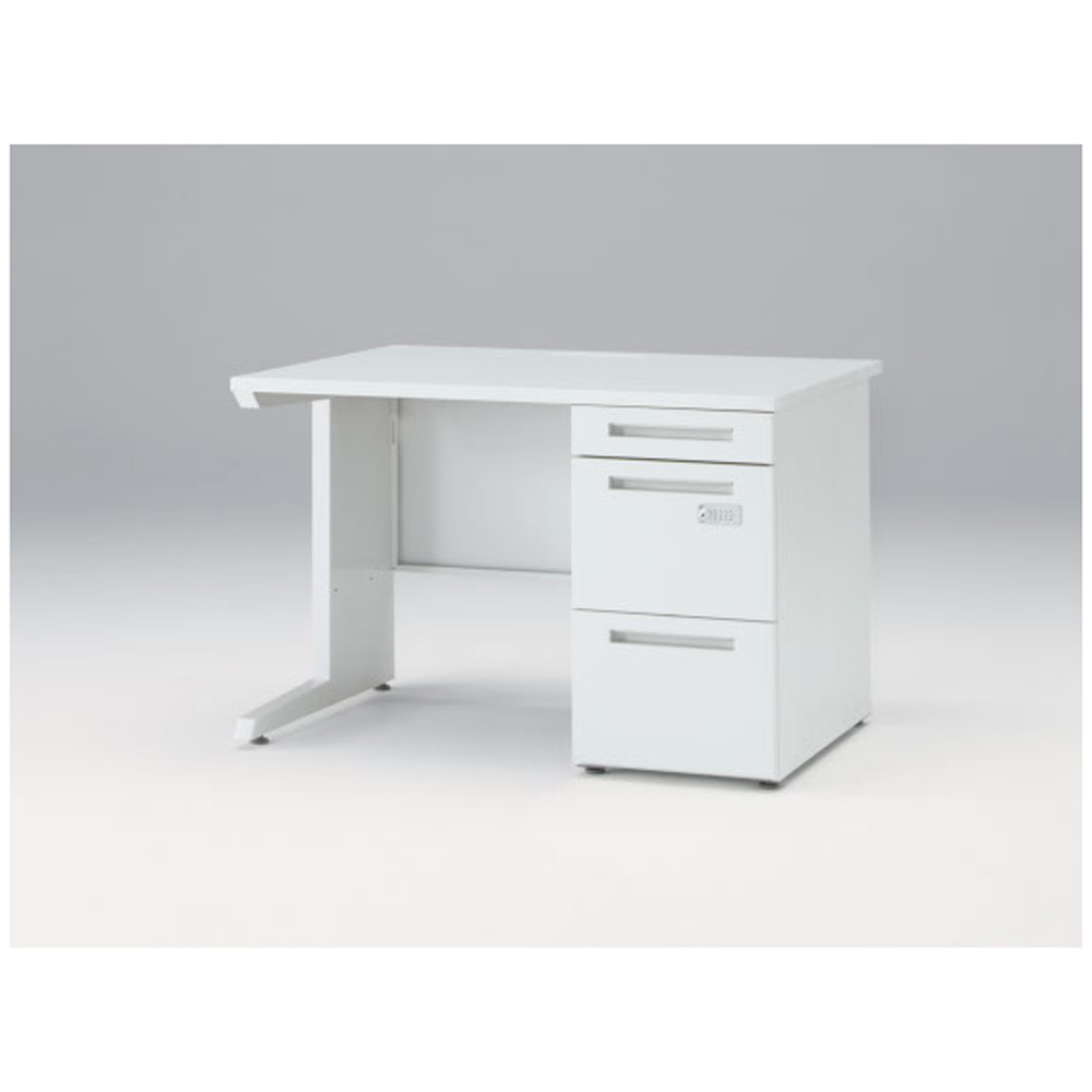 CZRデスク Type S 片袖デスク CZR-118SBSK-9W9  センター引出しなし  ダイヤル錠 W1100 × D800 [ 本体: ホワイトW・天板: ホワイトW]