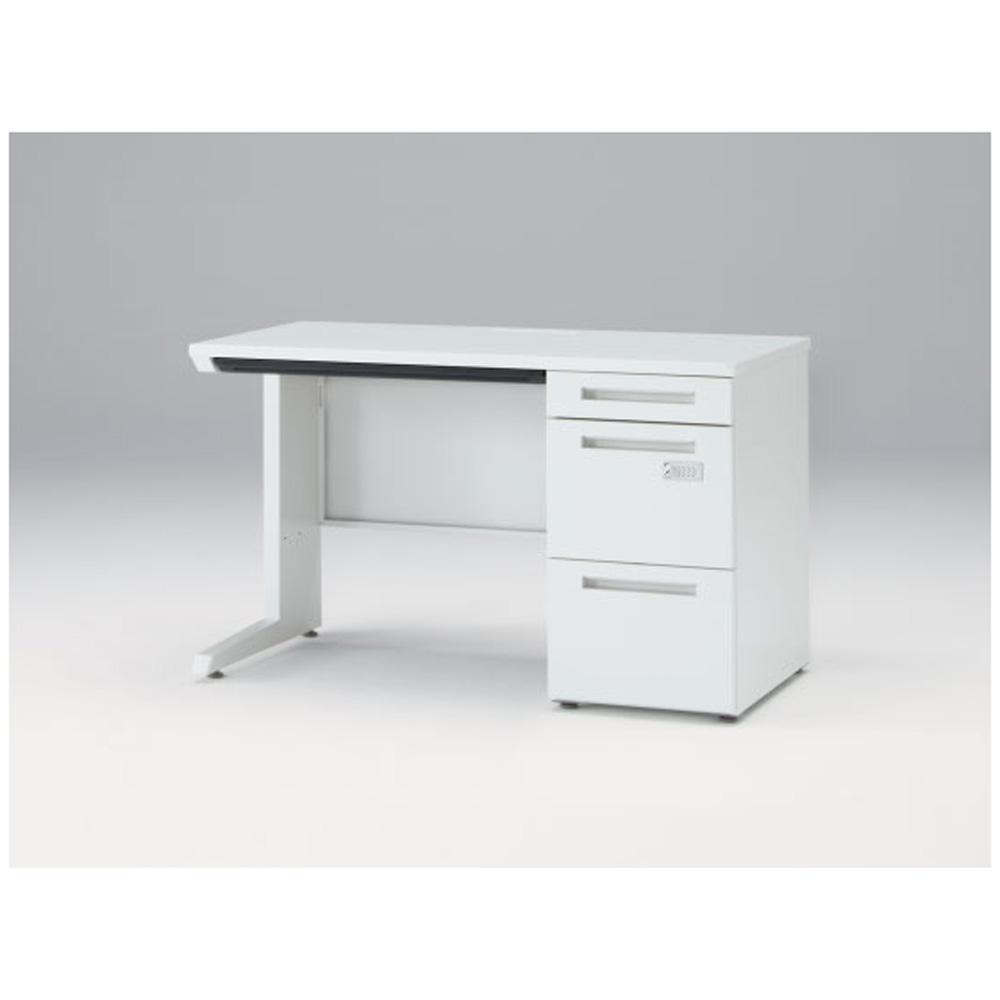 CZRデスク Type S 片袖デスク CZR-126CBSK-9W9  浅型センター引出し付  ダイヤル錠 W1200 × D600 [ 本体: ホワイトW・天板: ホワイトW]