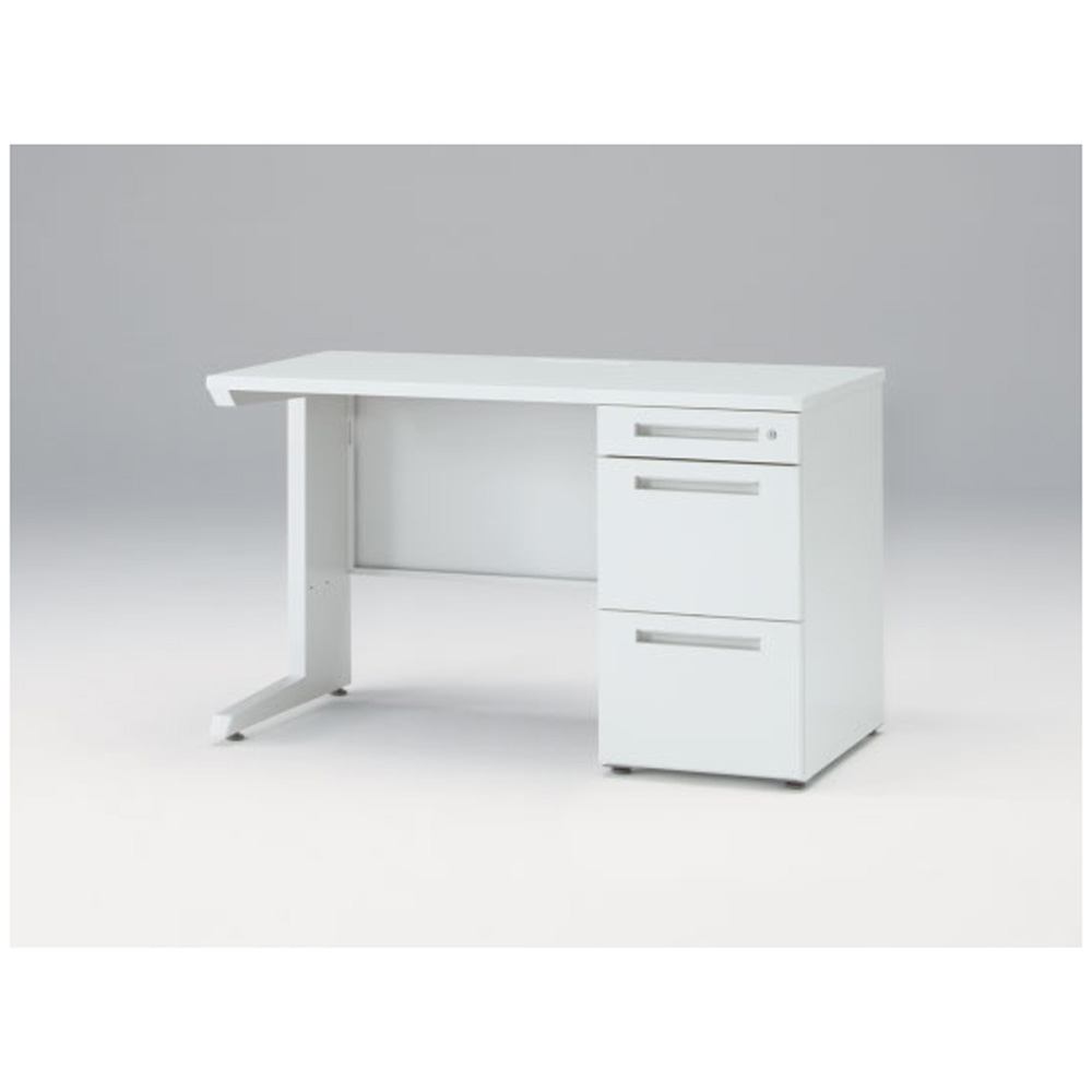 CZRデスク Type S 片袖デスク CZR-126SBS-9W9  センター引出しなし  シリンダー錠 W1200 × D600 [ 本体: ホワイトW・天板: ホワイトW]
