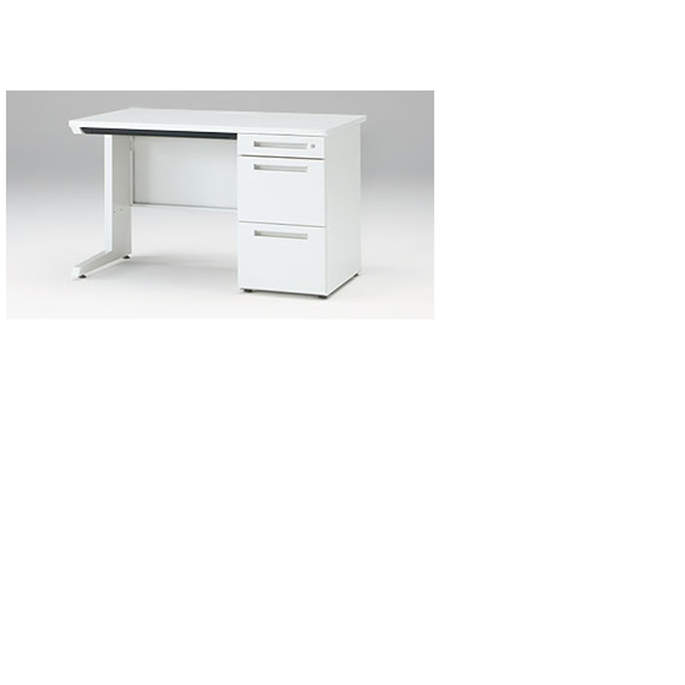 CZRデスク Type S 片袖デスク CZR-127CBS-9W9  浅型センター引出し付  シリンダー錠 W1200 × D700 [ 本体: ホワイトW・天板: ホワイトW]