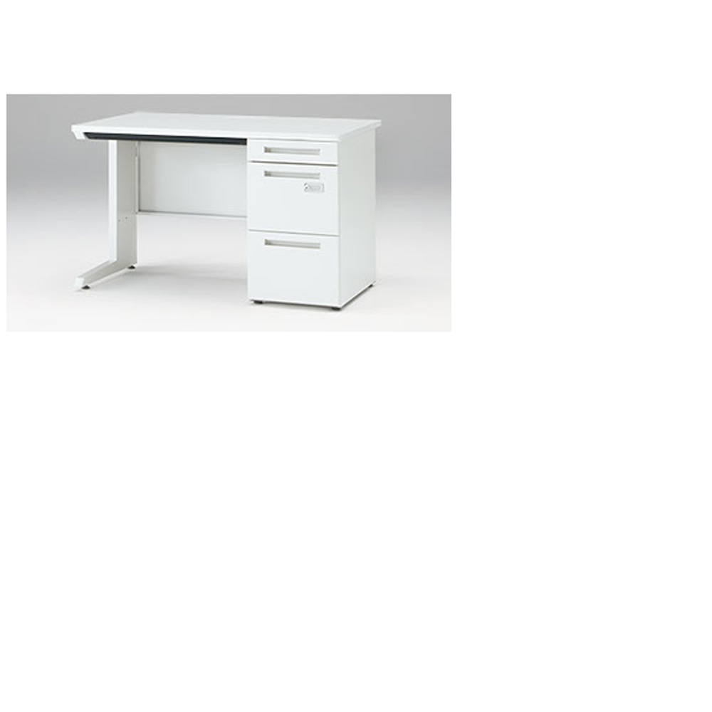CZRデスク Type S 片袖デスク CZR-127CBSK-9W9  浅型センター引出し付  ダイヤル錠 W1200 × D700 [ 本体: ホワイトW・天板: ホワイトW]