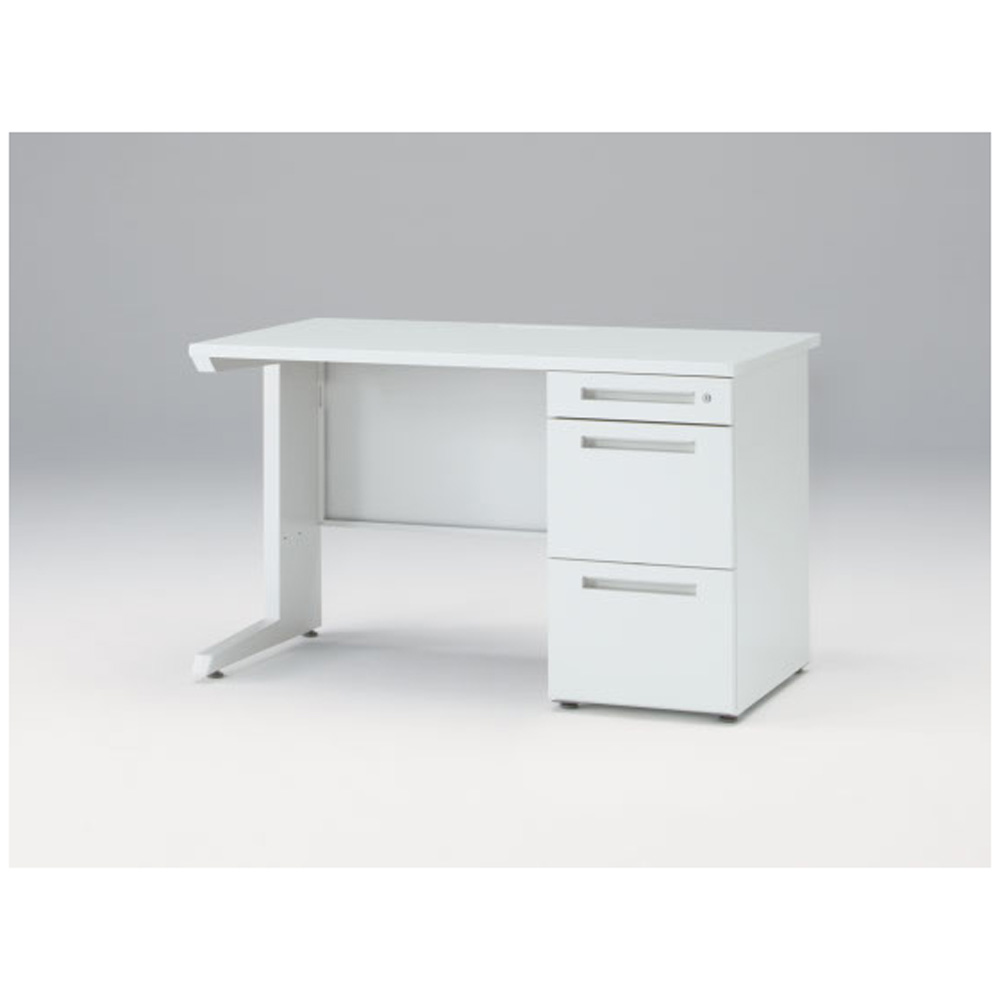 CZRデスク Type S 片袖デスク CZR-127SBS-9W9  センター引出しなし  シリンダー錠 W1200 × D700 [ 本体: ホワイトW・天板: ホワイトW]
