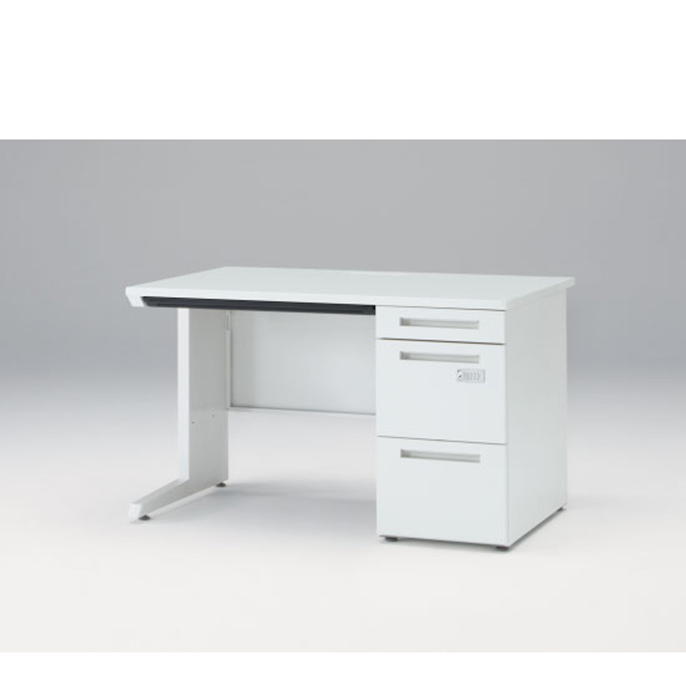 CZRデスク Type S 片袖デスク CZR-128CBSK-9W9  浅型センター引出し付  ダイヤル錠 W1200 × D800 [ 本体: ホワイトW・天板: ホワイトW]