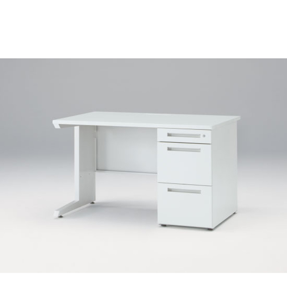 CZRデスク Type S 片袖デスク CZR-128SBS-9W9  センター引出しなし  シリンダー錠 W1200 × D800 [ 本体: ホワイトW・天板: ホワイトW]