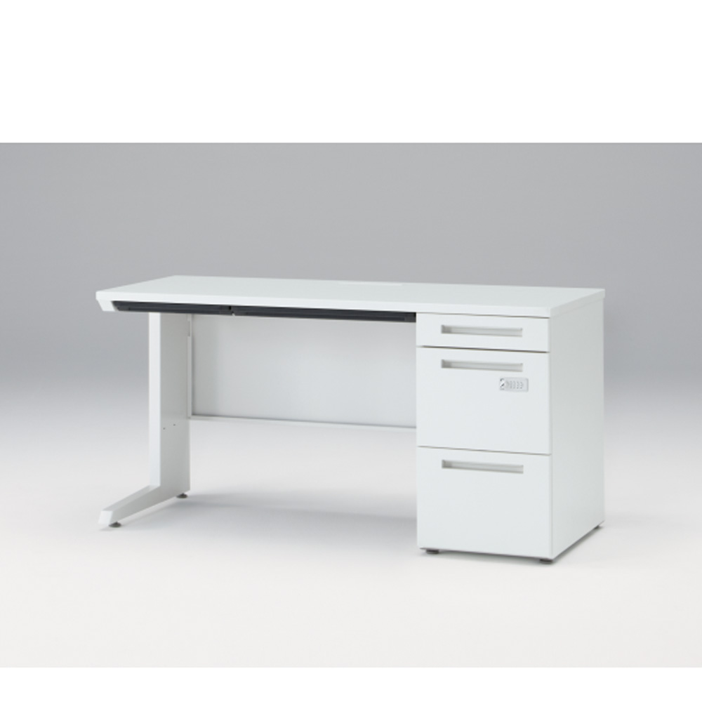 CZRデスク Type S 片袖デスク CZR-146CBSK-9W9  浅型センター引出し付  ダイヤル錠 W1400 × D600 [ 本体: ホワイトW・天板: ホワイトW]