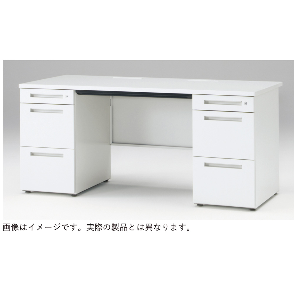 CZRデスク Type S 両袖デスク CZR-146KAS-1W9  センター引出しなし  シリンダー錠 W1400 × D600 [ 本体: ブラックT・天板: ホワイトW]