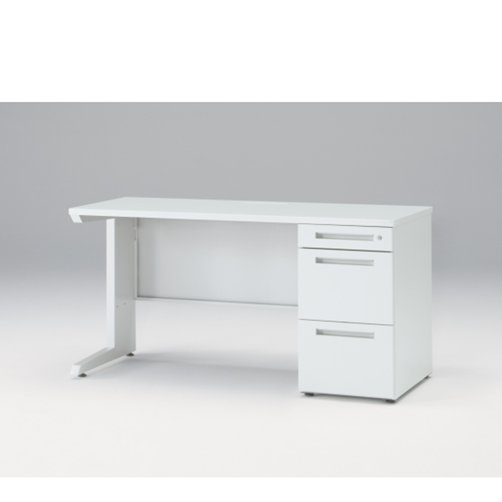 CZRデスク Type S 片袖デスク CZR-146SBS-9W9  センター引出しなし  シリンダー錠 W1400 × D600 [ 本体: ホワイトW・天板: ホワイトW]