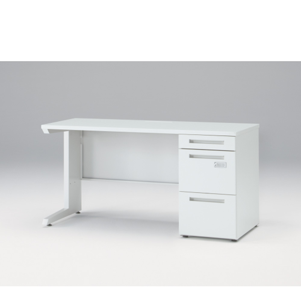 CZRデスク Type S 片袖デスク CZR-146SBSK-9W9  センター引出しなし  ダイヤル錠 W1400 × D600 [ 本体: ホワイトW・天板: ホワイトW]