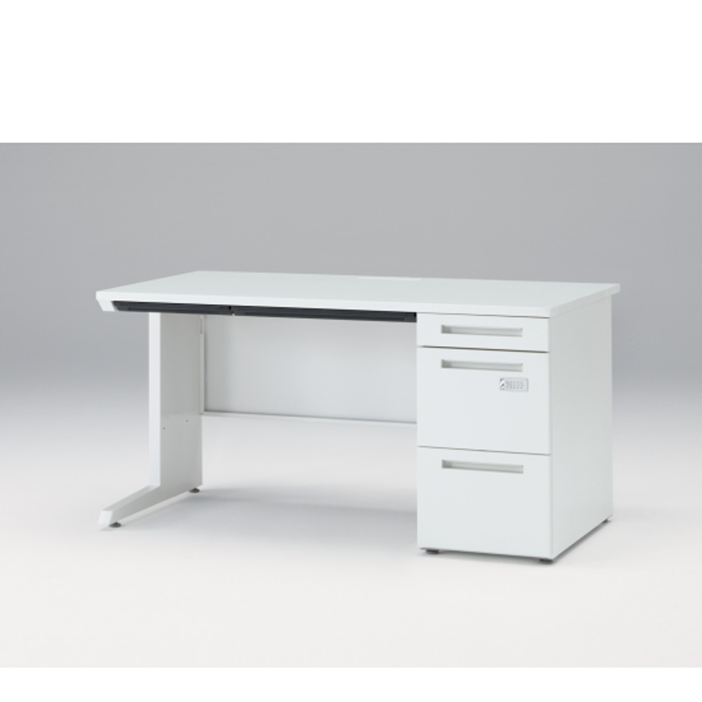 CZRデスク Type S 片袖デスク CZR-148CBSK-9W9  浅型センター引出し付  ダイヤル錠 W1400 × D800 [ 本体: ホワイトW・天板: ホワイトW]