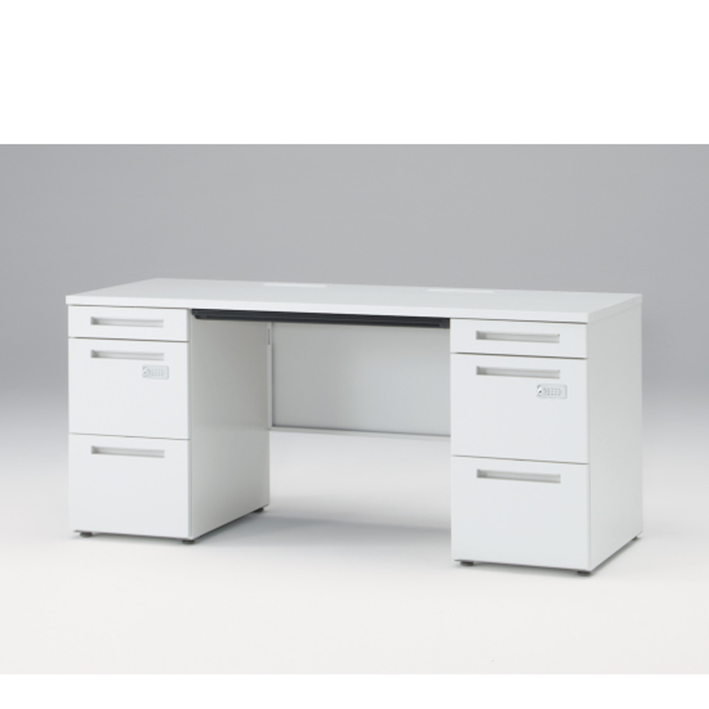 CZRデスク Type S 両袖デスク CZR-166BASK-9W9  浅型センター引出し付  ダイヤル錠 W1600 × D600 [ 本体: ホワイトW・天板: ホワイトW]