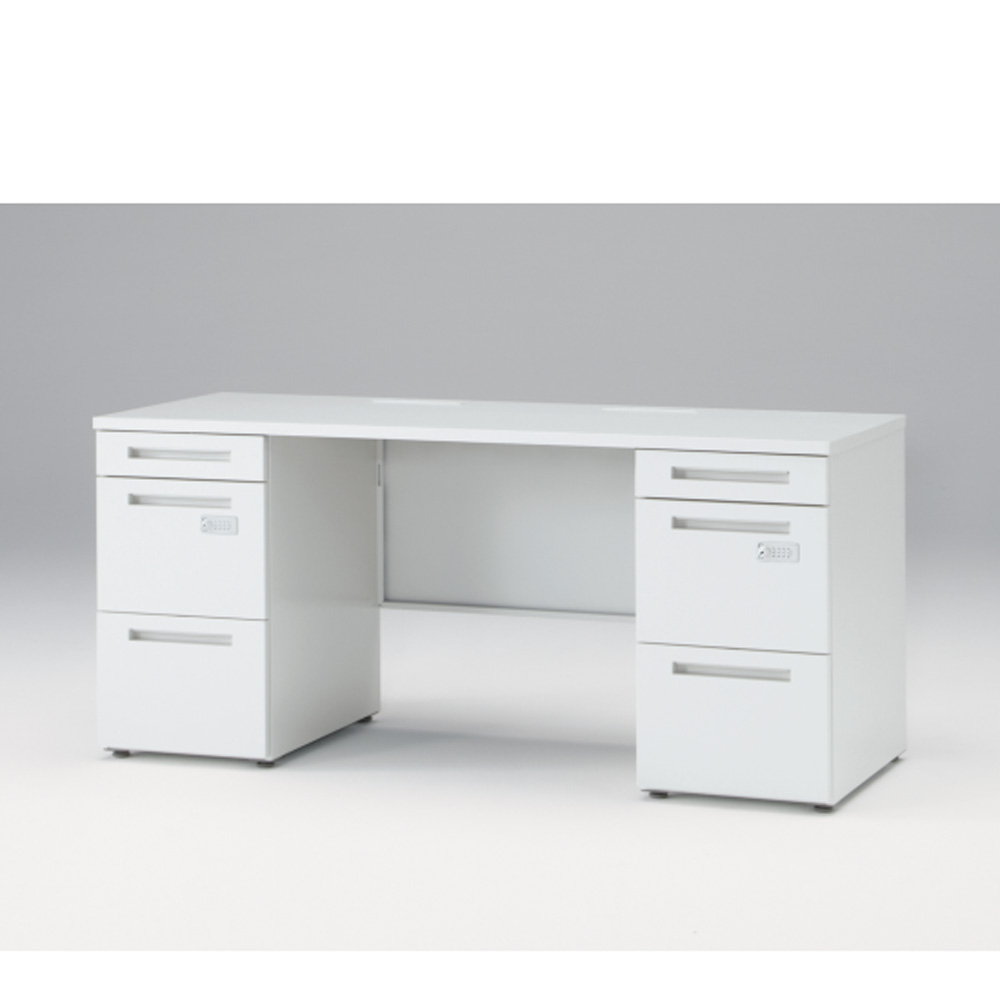 CZRデスク Type S 両袖デスク CZR-166KASK-9W9  センター引出しなし  ダイヤル錠 W1600 × D600 [ 本体: ホワイトW・天板: ホワイトW]
