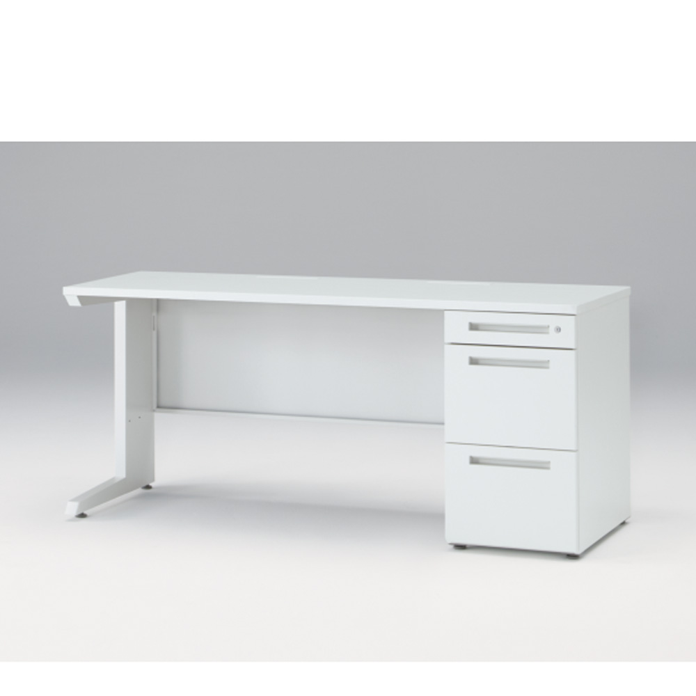 CZRデスク Type S 片袖デスク CZR-166SBS-9W9  センター引出しなし  シリンダー錠 W1600 × D600 [ 本体: ホワイトW・天板: ホワイトW]