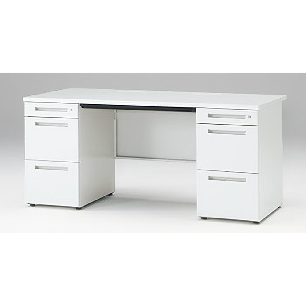 CZRデスク Type S 両袖デスク CZR-167BAS-9W9  浅型センター引出し付  シリンダー錠 W1600 × D700 [ 本体: ホワイトW・天板: ホワイトW]