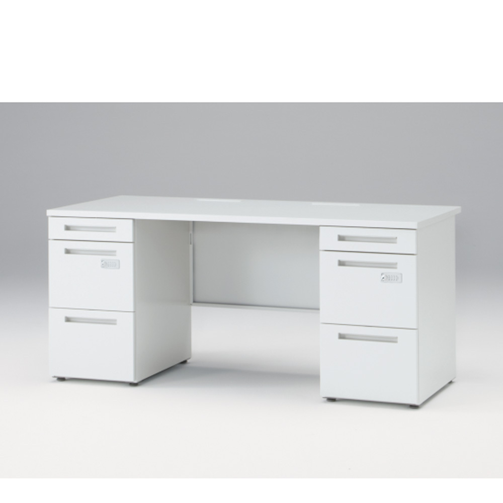CZRデスク Type S 両袖デスク CZR-167KASK-9W9  センター引出しなし  ダイヤル錠 W1600 × D700 [ 本体: ホワイトW・天板: ホワイトW]