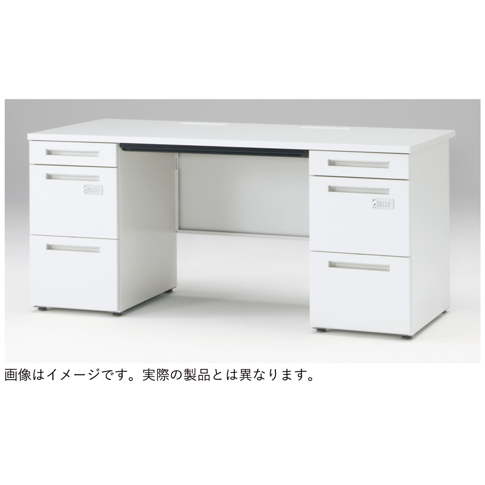 CZRデスク Type S 両袖デスク CZR-168BASK-982  浅型センター引出し付  ダイヤル錠 W1600 × D800 [ 本体: ホワイトW・天板: ブラックウォールナットD]