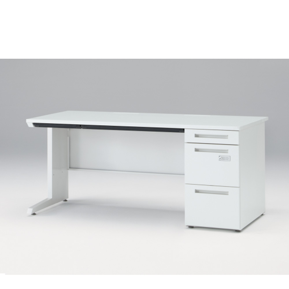 CZRデスク Type S 片袖デスク CZR-168CBSK-9W9  浅型センター引出し付  ダイヤル錠 W1600 × D800 [ 本体: ホワイトW・天板: ホワイトW]